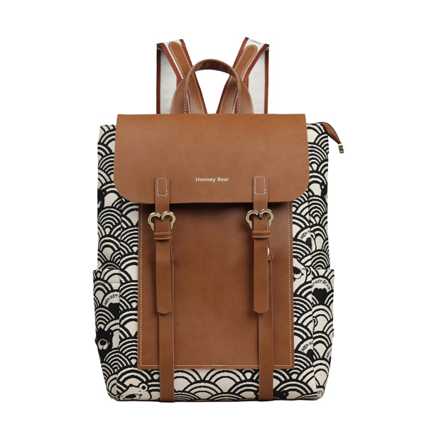 Black White Wave Tapestry Backpack