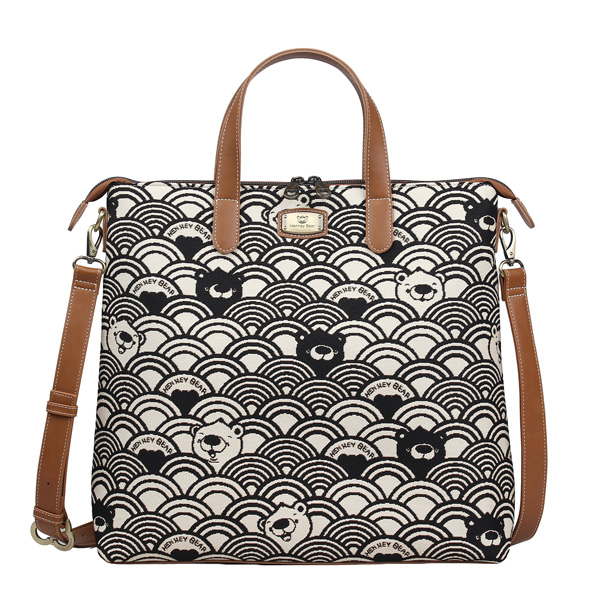 Black White Wave Tapestry Tote Shoulder Bag