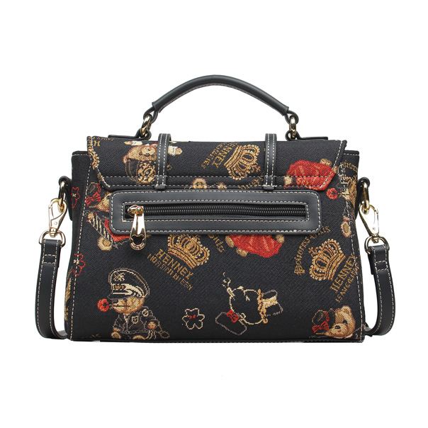 Crown Bear Tapestry Satchel Shoulder Bag