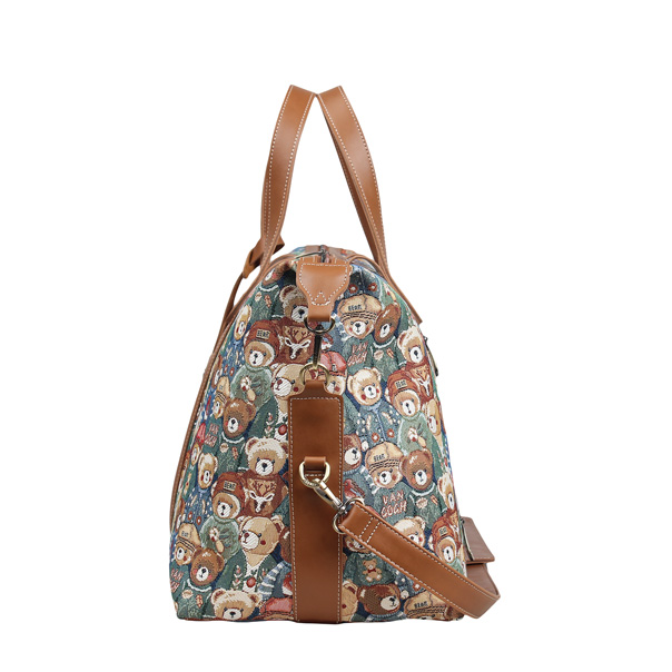 Green Bear Tapestry Travel Duffle Bag