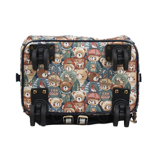 Green Bear Teddy Tapestry Rolling Travel Backpack