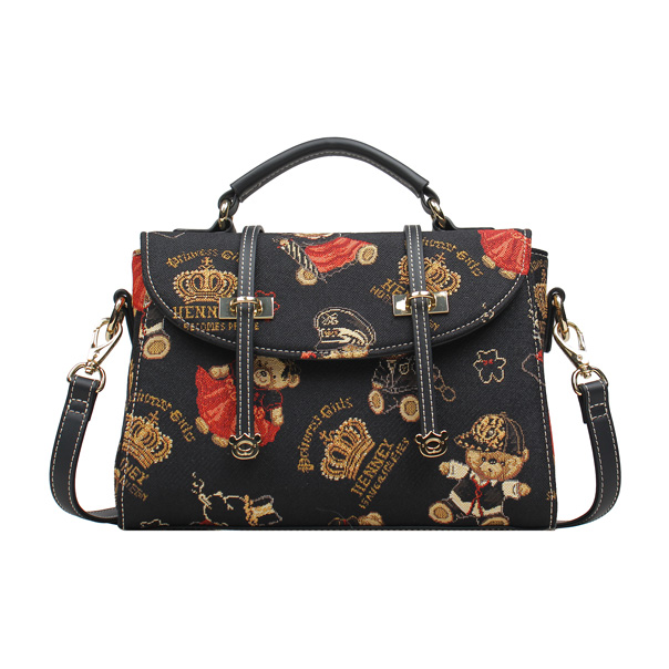Crown Bear Tapestry Satchel Shoulder Bag