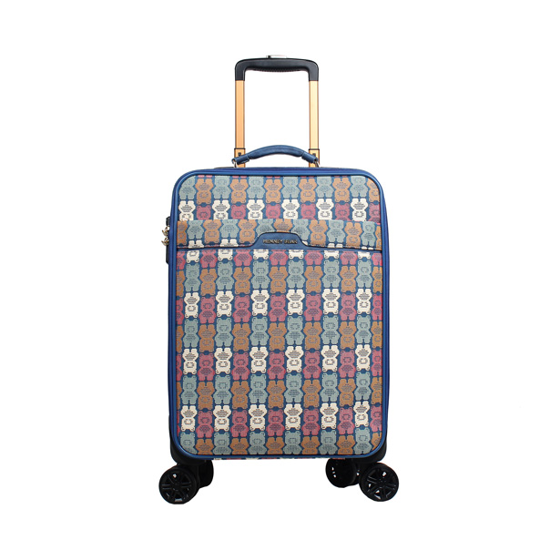 Nevy Blue Teddy Tapestry Cabin Trolley Luggage