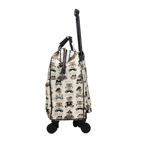 Teddy Tapestry Rolling Travel Backpack with Wheels