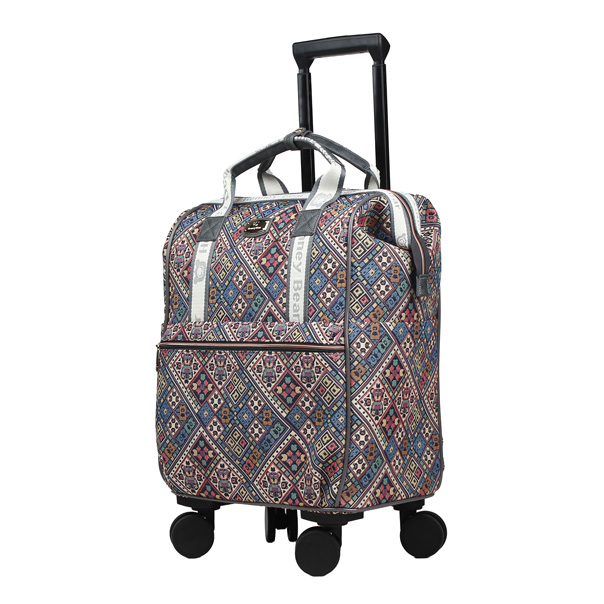 Vintage Check Tapestry Rolling Backpack