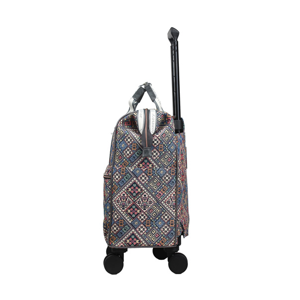 Vintage Check Tapestry Rolling Backpack
